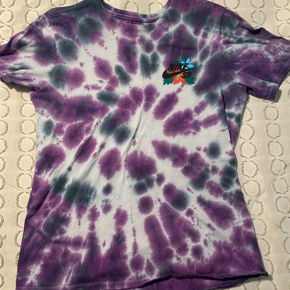 Purple,White, and Black Tie-Dye NikeSb T-Shirt